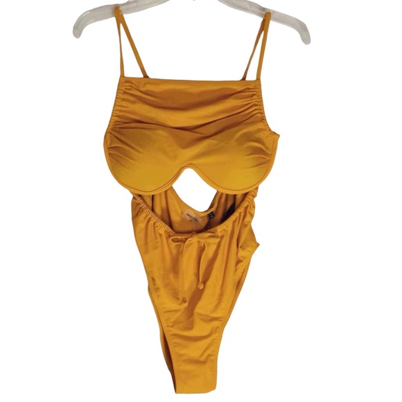 ANDREA IYAMAH Sunshine Yellow Tiaca Underwire Keyhole One Piece Swimsuit Medium - Picture 2 of 9
